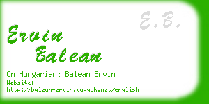 ervin balean business card